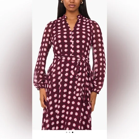 Halogen Burgundy Long Sleeve Dress NWT - Picture 3 of 3
